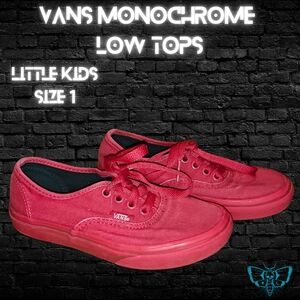 VANS Authentic Style Low Top retired Red Monochrome Skate Shoes Sz 1
